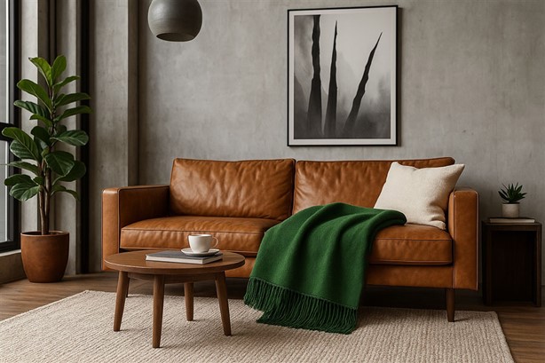 Koc Moca Design 150x200 zielony z frędzlami – narzuta na łóżko